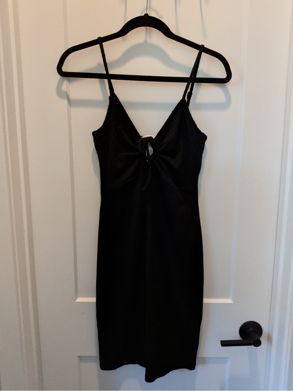 H&M Black Spaghetti Strap Tie-Front Mini Dress